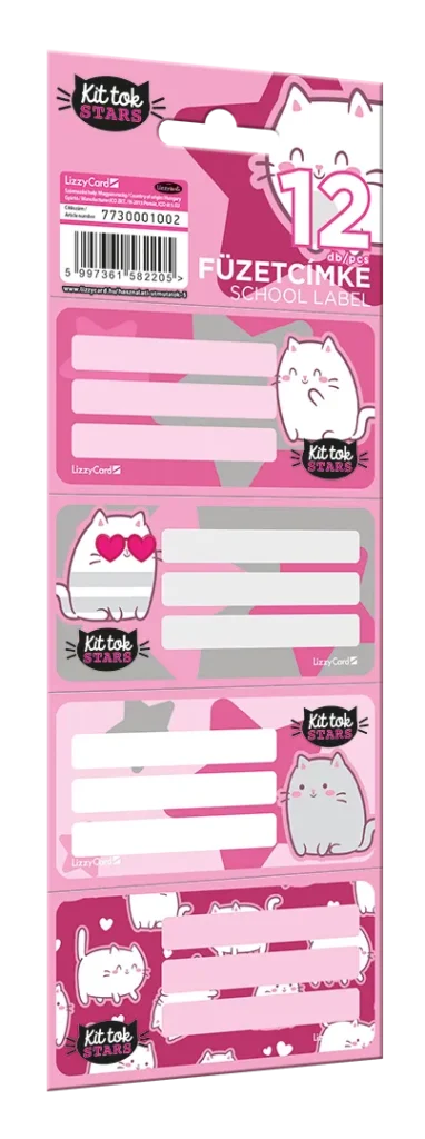 Füzetcímke 12 db-os KitTok PURRFECT