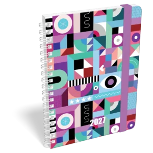 LizzyCalendar Zsebnaptár B6 heti spirálos, gumis Merry