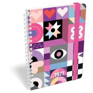 LizzyCalendar Zsebnaptár B6 heti spirálos, gumis Smiling