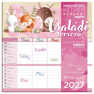 LizzyCalendar Hűtőmágnes naptár 2 heti Családi Tervező