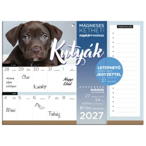 LizzyCalendar Hűtőmágnes naptár 2 heti jegyzettömbbel Kutyák